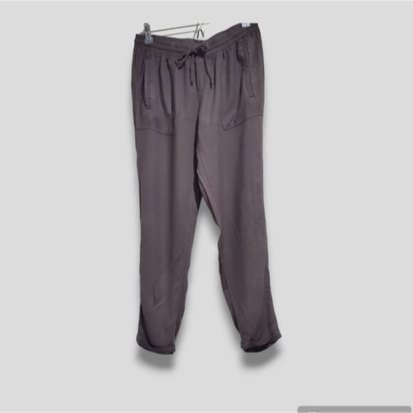 Taupe Grey Linen Drawstring Lounge Pants - Picture 9 of 15